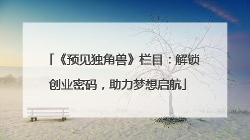 《预见独角兽》栏目：解锁创业密码，助力梦想启航