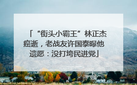 “街头小霸王”林正杰癌逝，老战友许国泰曝他遗愿：没打垮民进党