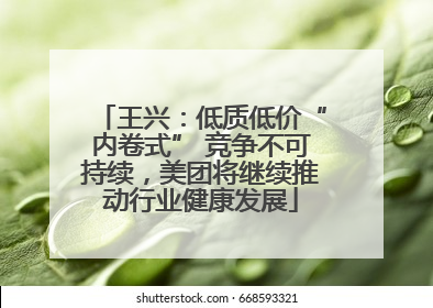 王兴：低质低价“内卷式” 竞争不可持续，美团将继续推动行业健康发展