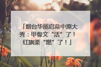 烟台华丽启幕中原大秀：甲骨文“活”了！红旗渠“燃”了！