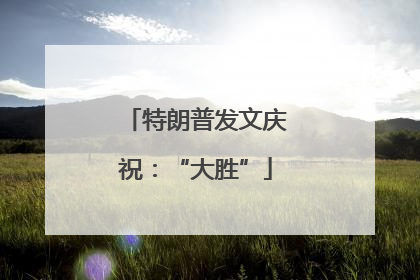 特朗普发文庆祝：“大胜”