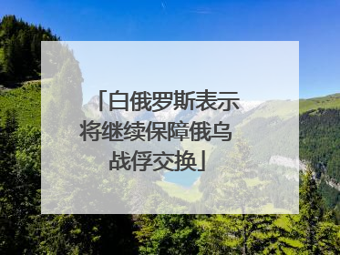 白俄罗斯表示将继续保障俄乌战俘交换