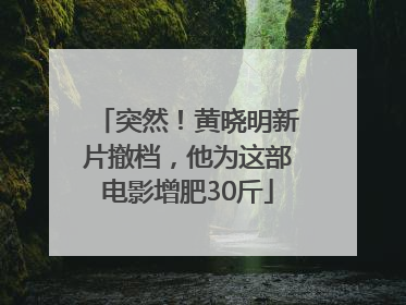 突然！黄晓明新片撤档，他为这部电影增肥30斤