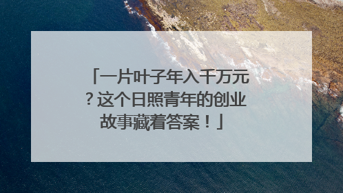 一片叶子年入千万元？这个日照青年的创业故事藏着答案！