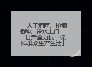 人工增雨、抢墒播种、送水上门——甘肃全力抗旱保障群众生产生活