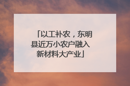 以工补农，东明县近万小农户融入新材料大产业