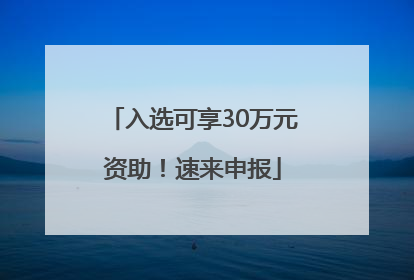 入选可享30万元资助！速来申报
