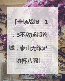 全场战报｜1：3不敌成都蓉城，泰山无缘足协杯八强