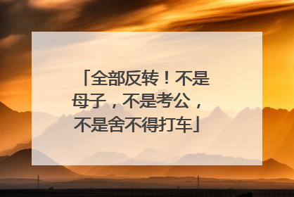 全部反转！不是母子，不是考公，不是舍不得打车