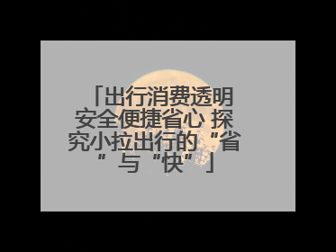 出行消费透明 安全便捷省心 探究小拉出行的“省”与“快”