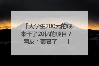 大学生200元的成本干了20亿的项目？网友：羡慕了……
