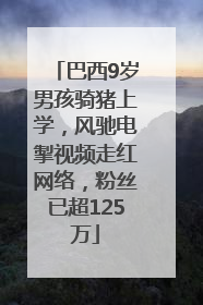 巴西9岁男孩骑猪上学，风驰电掣视频走红网络，粉丝已超125万