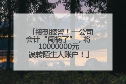 接到报警！一公司会计“闯祸了”，将10000000元误转陌生人账户！