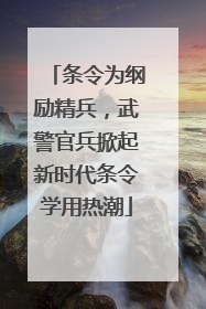 条令为纲励精兵，武警官兵掀起新时代条令学用热潮