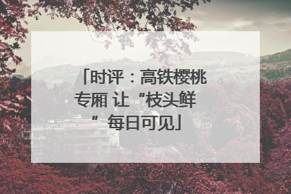 时评：高铁樱桃专厢 让“枝头鲜”每日可见