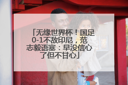 无缘世界杯！国足0-1不敌印尼，范志毅语塞：早没信心了但不甘心