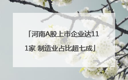 河南A股上市企业达111家 制造业占比超七成