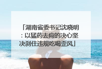 湖南省委书记沈晓明：以猛药去疴的决心坚决刹住违规吃喝歪风