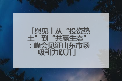 舆见丨从“投资热土”到“共赢生态”：峰会见证山东市场吸引力跃升