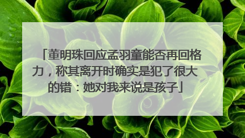 董明珠回应孟羽童能否再回格力，称其离开时确实是犯了很大的错：她对我来说是孩子