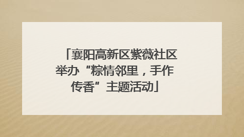 襄阳高新区紫薇社区举办“粽情邻里，手作传香”主题活动
