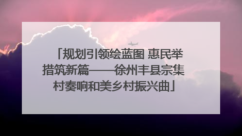 规划引领绘蓝图 惠民举措筑新篇——徐州丰县宗集村奏响和美乡村振兴曲
