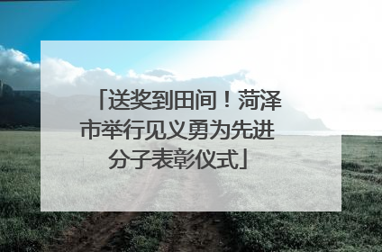 送奖到田间！菏泽市举行见义勇为先进分子表彰仪式