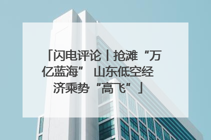 闪电评论丨抢滩“万亿蓝海” 山东低空经济乘势“高飞”