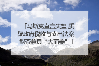 马斯克直言失望 质疑政府税收与支出法案能否兼具“大而美”