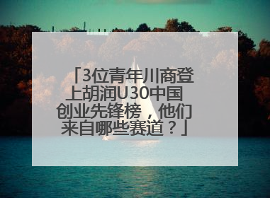 3位青年川商登上胡润U30中国创业先锋榜，他们来自哪些赛道？