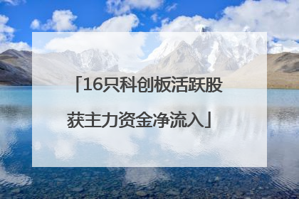 16只科创板活跃股获主力资金净流入